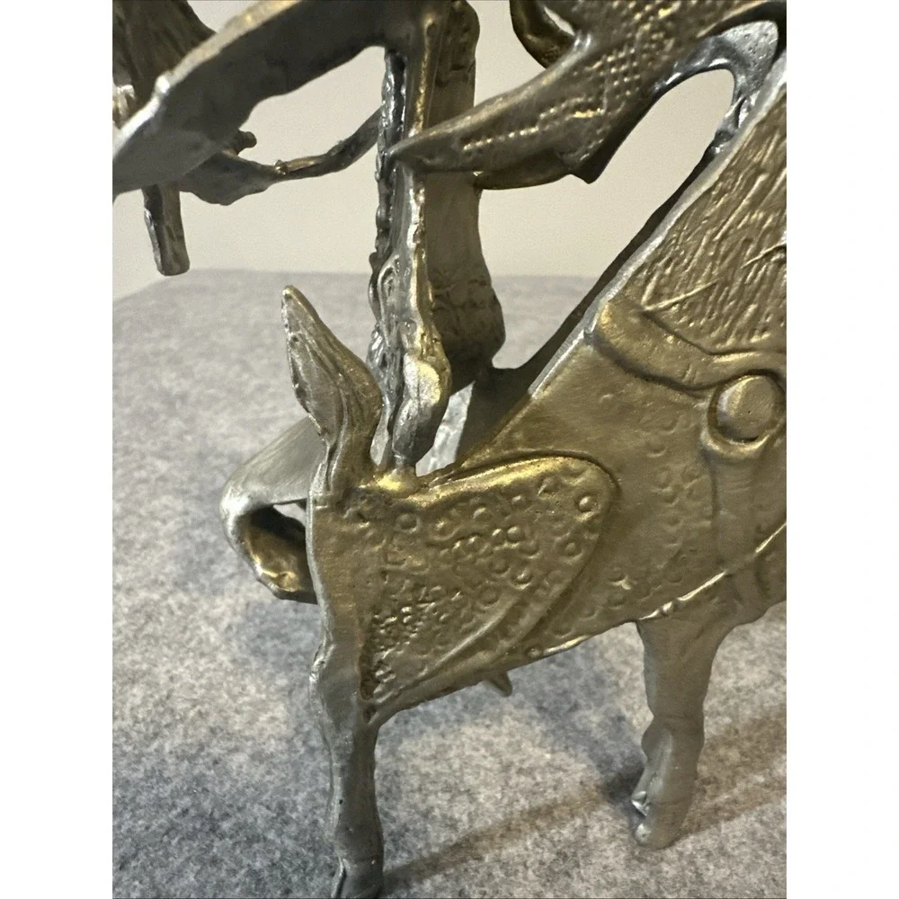 Pewter Santa with Deer and Tree By Don Drumm Home Decor Retired Signed